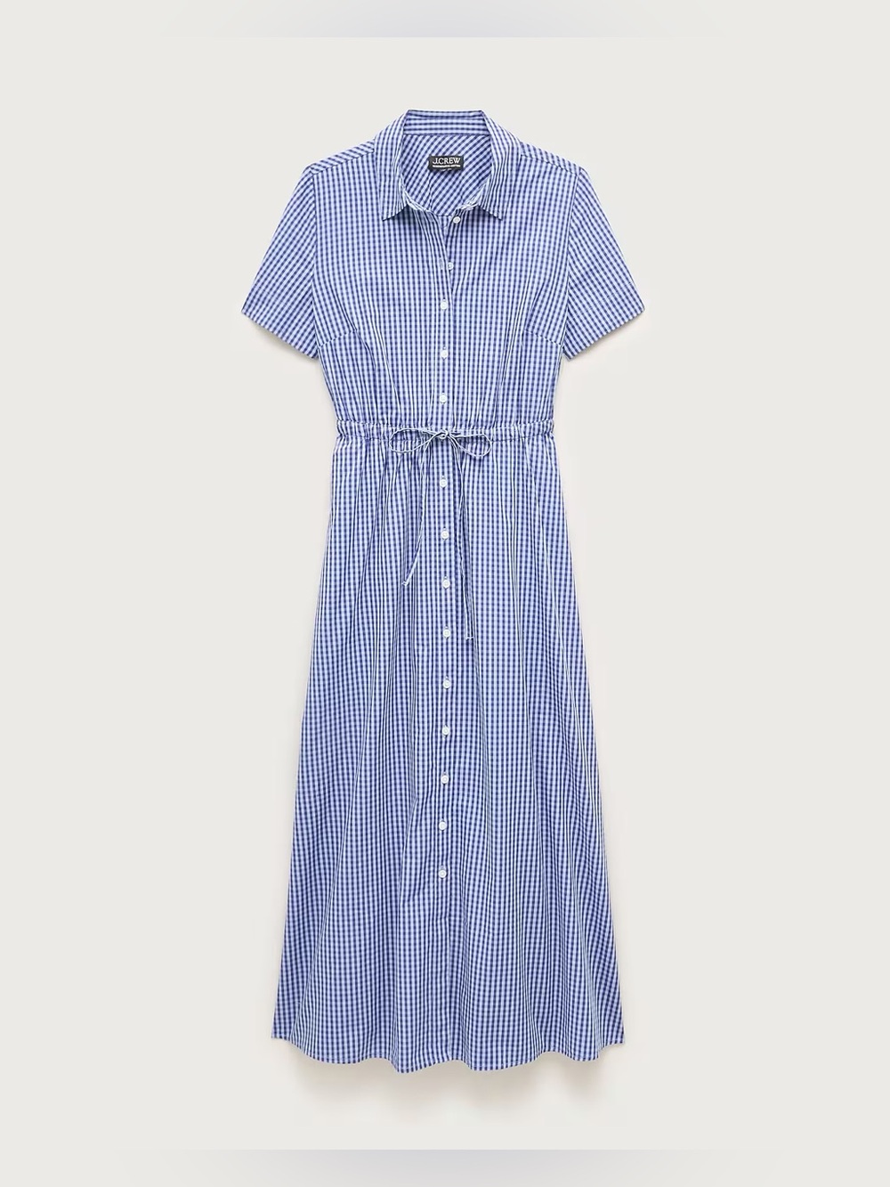 J.Crew Cerise shirt-dress in gingham cotton poplin in brilliant indigo - Picture 4 of 9